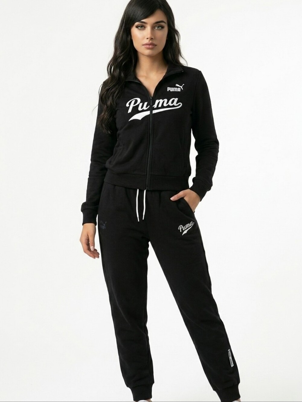 Puma Black Sweatpants with White Drawstring